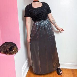 Vintage 90s Silver Metallic Maxi Skirt